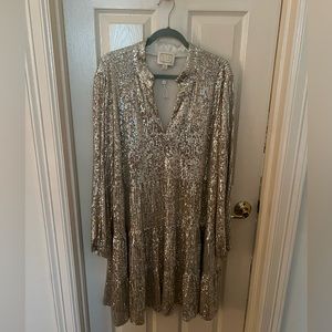 Sail to Sable Silver Sequin Dress
